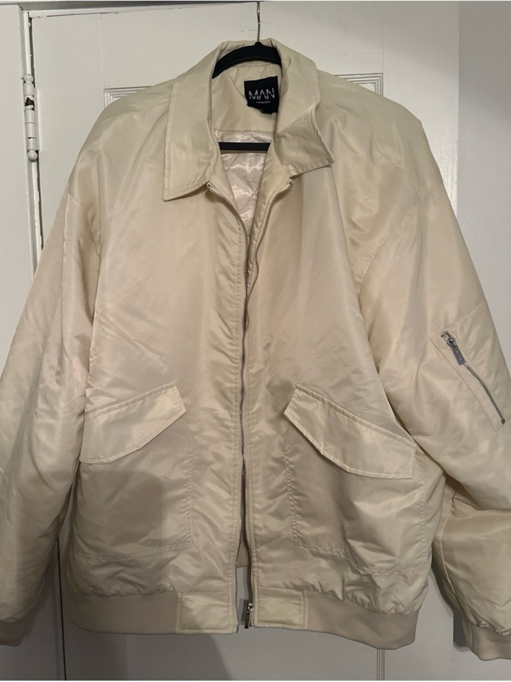 Beige Cream Bomber Jacket - Men's Lightweight Coat